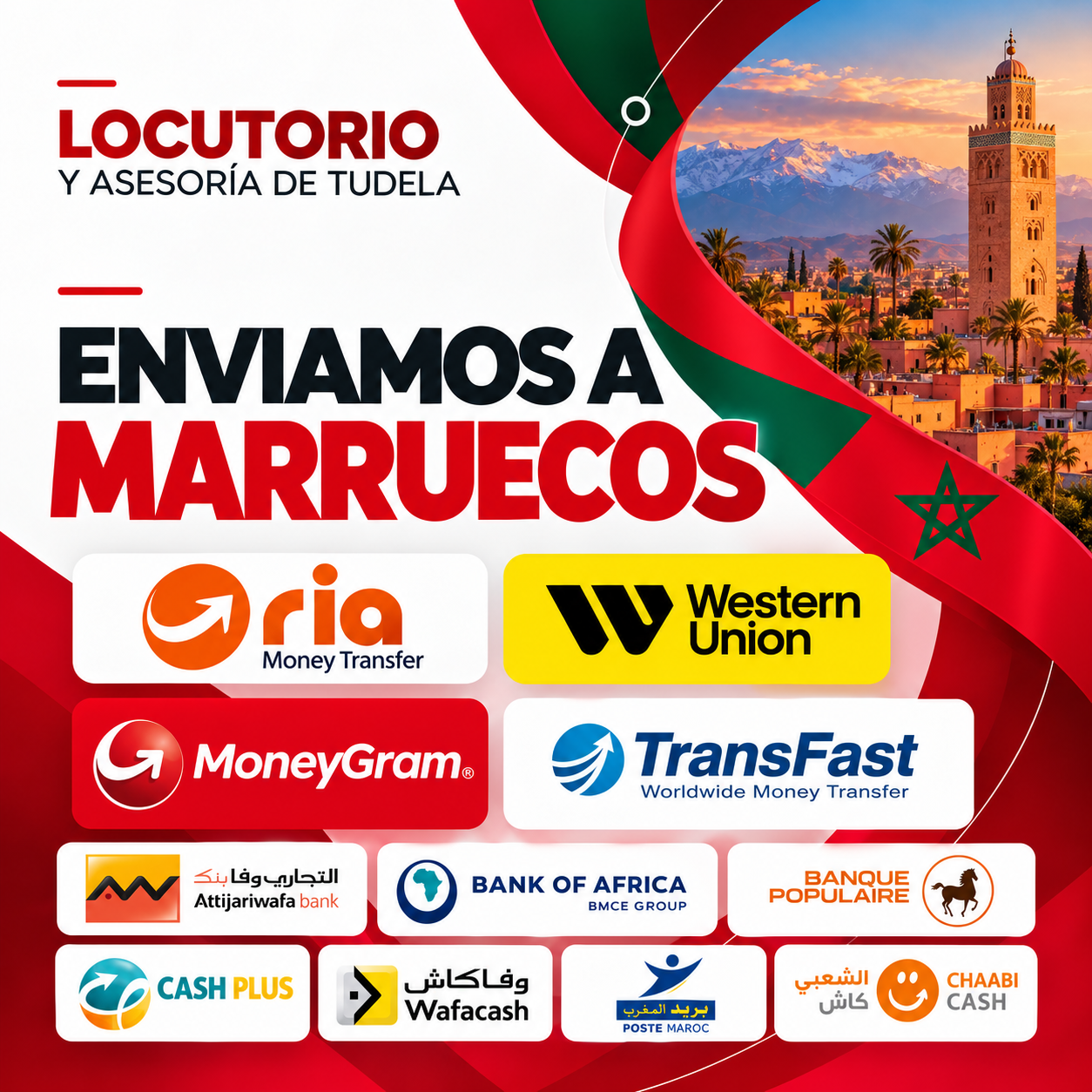 Envíos de dinero desde Tudela a Marruecos
