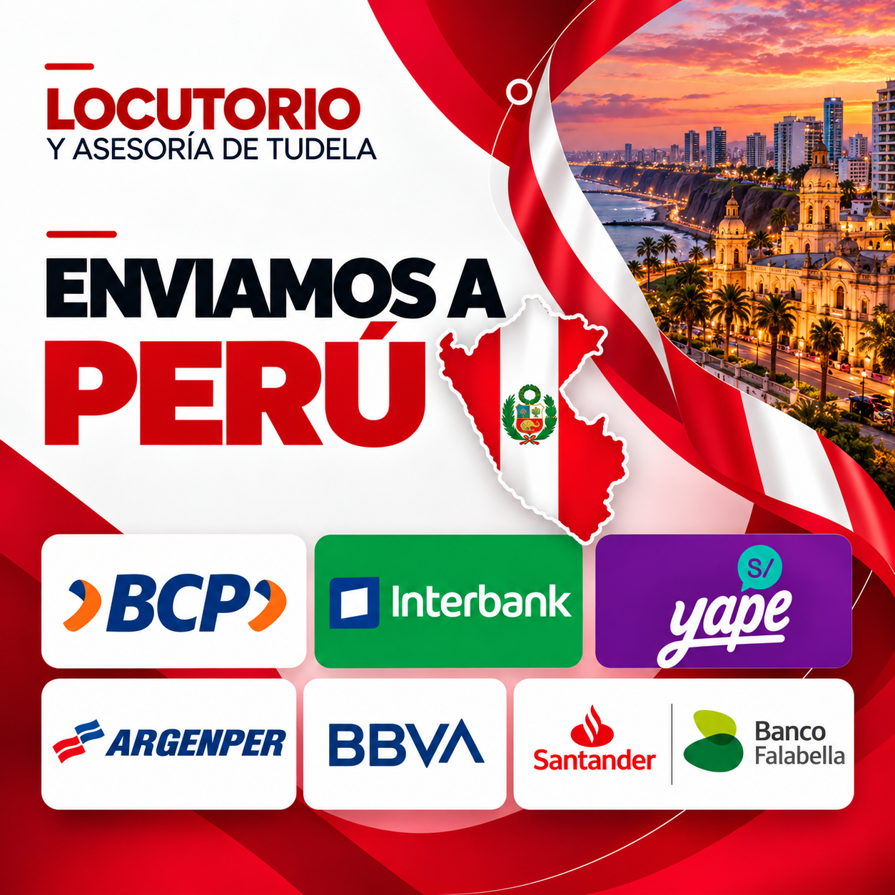 Envíos de dinero desde Tudela a Perú